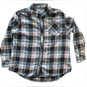 Harley Davidson XXL Women’s Plaid Long Sleeve Biker Button Up Shirt Pink Yellow